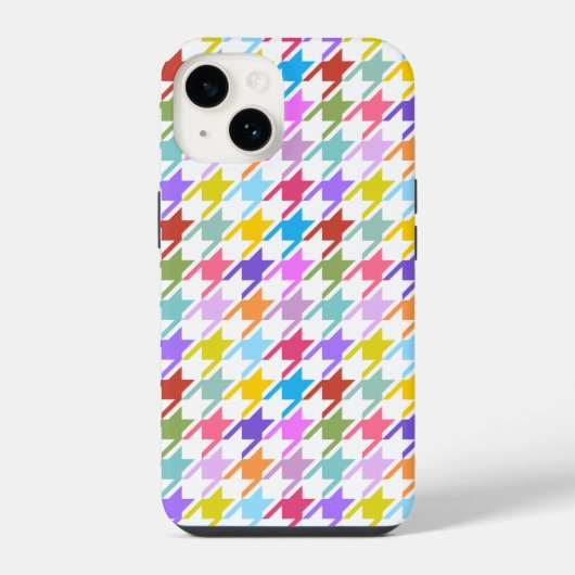 Houndstooth Multicolor+Wit Patroon iPhone Hoesje (Achterkant)