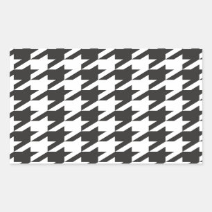 Houndstooth naadloos grijs, zwart-wit patroon rechthoekige sticker