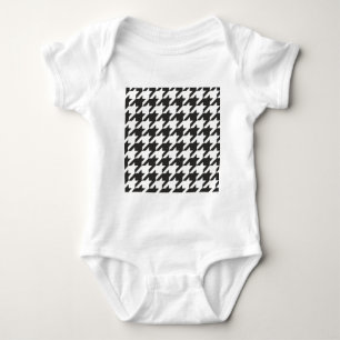 Houndstooth naadloos grijs, zwart-wit patroon romper