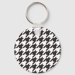 Houndstooth naadloos grijs, zwart-wit patroon sleutelhanger