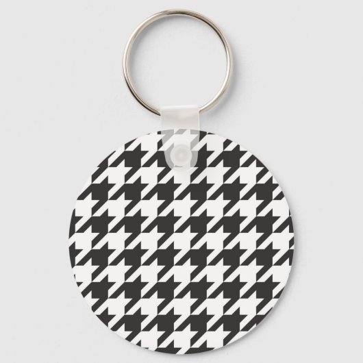 Houndstooth naadloos grijs, zwart-wit patroon sleutelhanger (Voorkant)