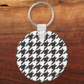 Houndstooth naadloos grijs, zwart-wit patroon sleutelhanger (Voorkant)