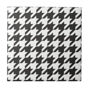 Houndstooth naadloos grijs, zwart-wit patroon tegeltje