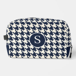 Houndstooth Navy Blauw & Wit Toilettas Toilettasje