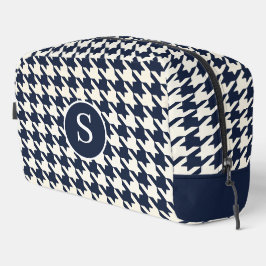 Houndstooth Navy Blauw & Wit Toilettas Toilettasje