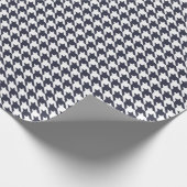 Houndstooth Navy Blue Wrapping Paper Cadeaupapier (Hoek)