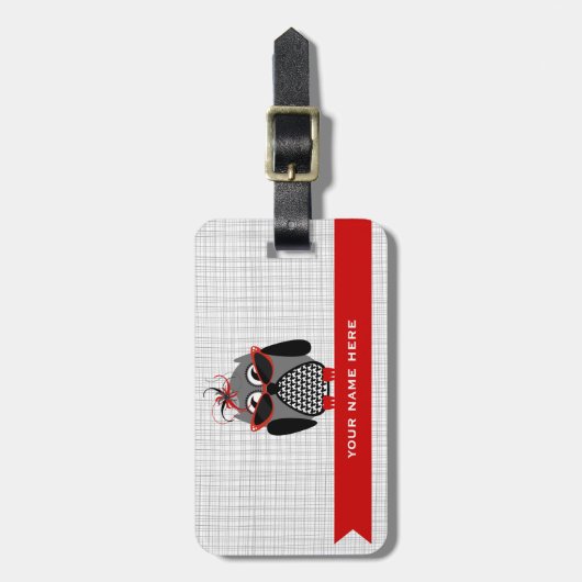 Houndstooth Owl met zonnebrillen Bagagelabel (Voorkant verticaal)
