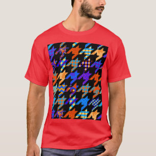 Houndstooth Patchwork-stijl Afbeelding T-shirt