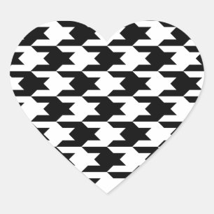Houndstooth Patroon 1 Zwart-wit Hart Sticker
