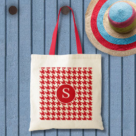 Houndstooth Patroon Cherry Red Tote Bag