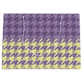 Houndstooth-patroon in paarse en gele kleur groot cadeauzakje (Voorkant)