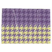 Houndstooth-patroon in paarse en gele kleur groot cadeauzakje (Achterkant)