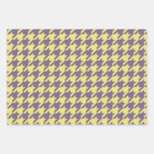 Houndstooth-patroon in paarse en gele kleur inpakpapier vel (Voorkant 3)