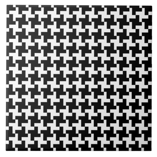  Houndstooth Patroon in Zwart & Wit Tegeltje (Voorkant)