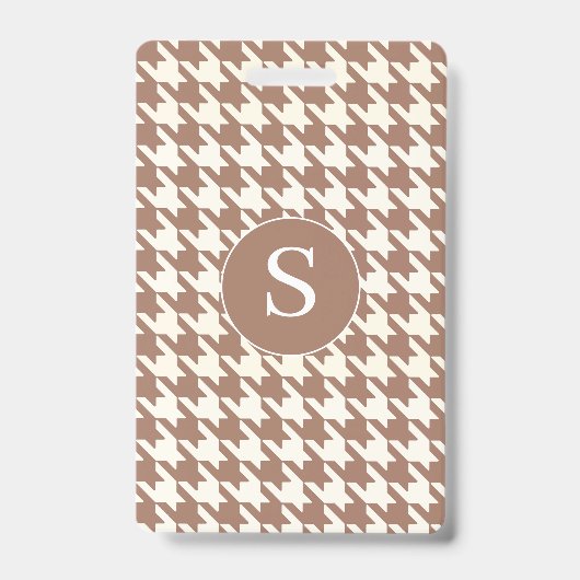 Houndstooth Patroon Mocha Mousse en Wit Badge (Voorzijde)