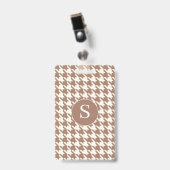 Houndstooth Patroon Mocha Mousse en Wit Badge (Voorzijde met clip)