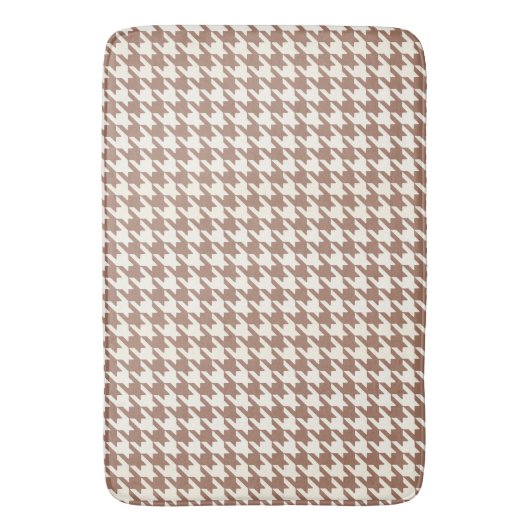 Houndstooth Patroon Mocha Mousse en wit Badmat (Voorkant Verticaal)