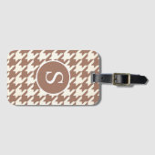 Houndstooth Patroon Mocha Mousse en wit Bagagelabel (Voorkant (horizontaal))
