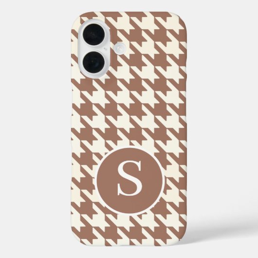 Houndstooth Patroon Mocha Mousse en wit Case-Mate iPhone Case (Achterkant)