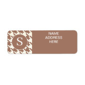 Houndstooth Patroon Mocha Mousse en wit Etiket (Voorkant)