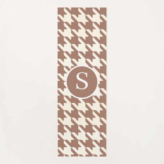 Houndstooth Patroon Mocha Mousse en wit Yogamat (Voorkant)