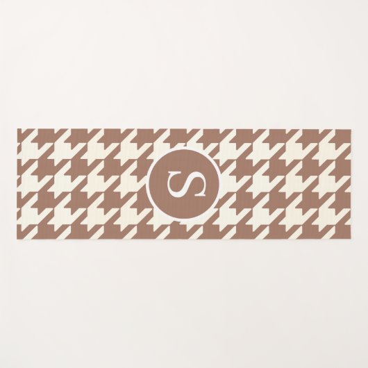 Houndstooth Patroon Mocha Mousse en wit Yogamat (Voorkant (horizontaal))