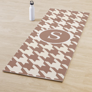 Houndstooth Patroon Mocha Mousse en wit Yogamat