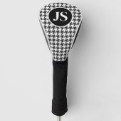 Houndstooth patroon monogram zwart wit golfheadcover (Voorkant)
