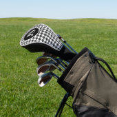 Houndstooth patroon monogram zwart wit golfheadcover (Insitu)
