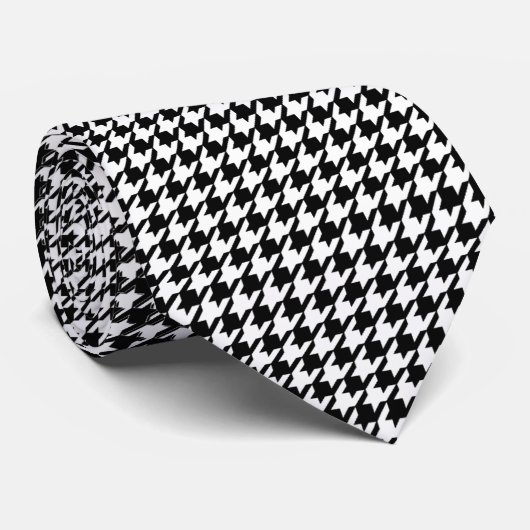 Houndstooth-patroon - zwart-wit stropdas (Opgerold)