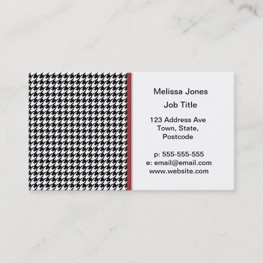 Houndstooth-patroon - zwart-wit visitekaartje (Voorkant)