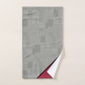Houndstooth patroon, zwarte strepen, bordeauxrood bad handdoek (Handdoek)
