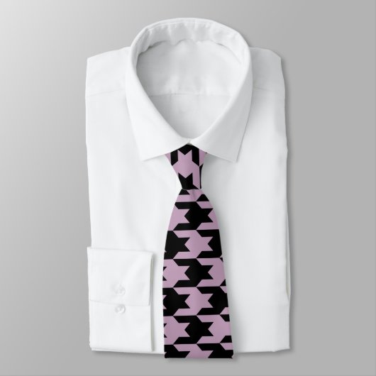 Houndstooth Pattern 1 Mauve Mist Stropdas (Gebonden)
