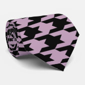 Houndstooth Pattern 1 Mauve Mist Stropdas (Opgerold)