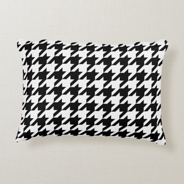 Houndstooth Pattern Black and White Accent Kussen (Achterkant)