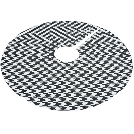 Houndstooth Pattern Black and White Kerstboom Rok (Gekanteld)
