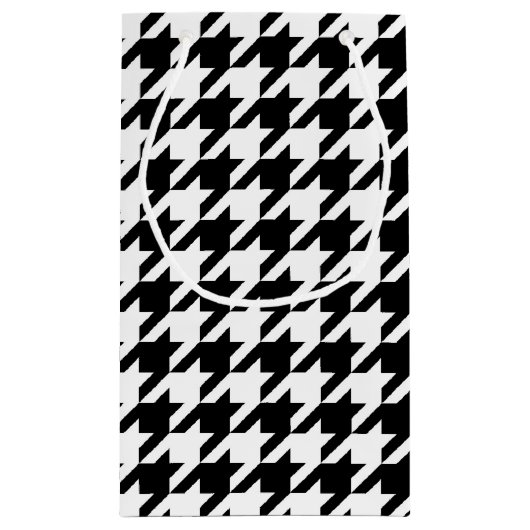 Houndstooth Pattern Black and White Klein Cadeauzakje (Achterkant)