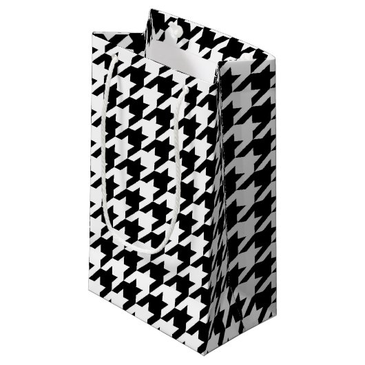 Houndstooth Pattern Black and White Klein Cadeauzakje (Voorkant Gekanteld)