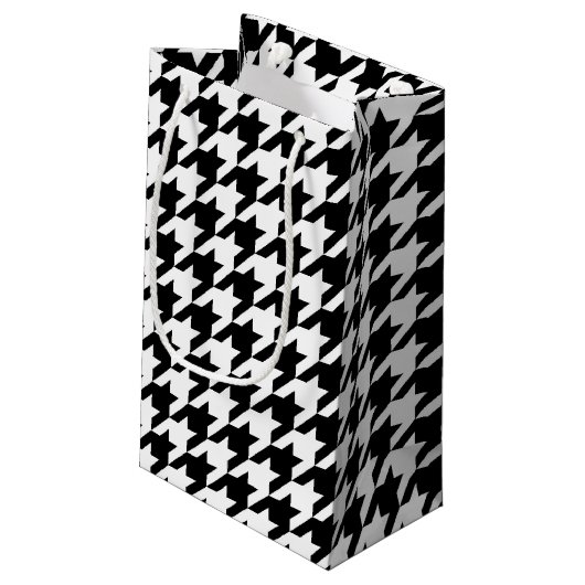 Houndstooth Pattern Black and White Klein Cadeauzakje (Achterkant Gekanteld)