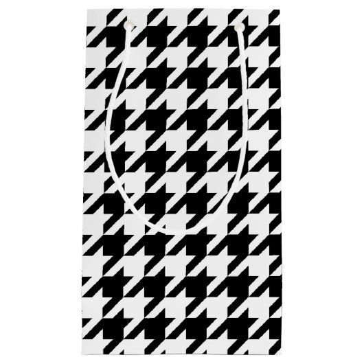 Houndstooth Pattern Black and White Klein Cadeauzakje (Voorkant)