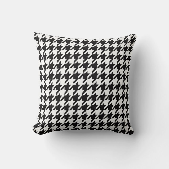 Houndstooth Pattern Black and White Kussen (Voorkant)