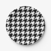 Houndstooth Pattern Black and White Papieren Bordje (Voorkant)