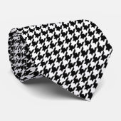 Houndstooth Pattern Black and White Stropdas (Opgerold)