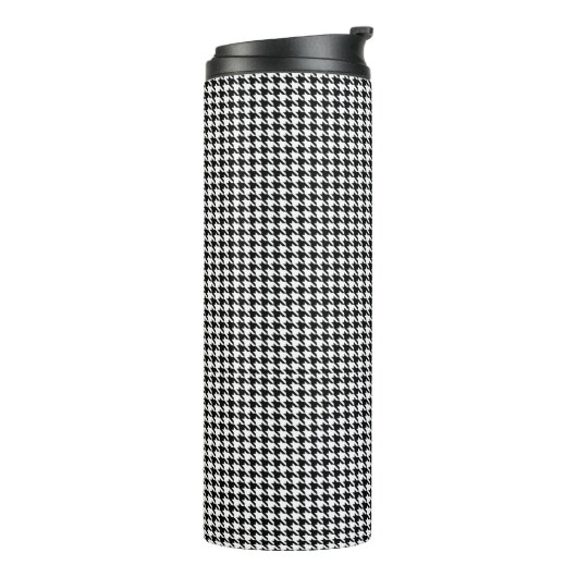 houndstooth pattern black and white thermosbeker (Gedraaid links)