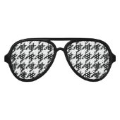 Houndstooth Pattern Black White Aviator Zonnebril (Voorkant)