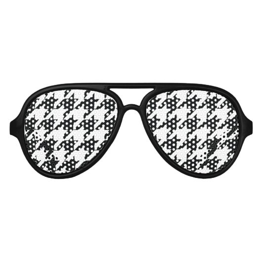 Houndstooth Pattern Black White Aviator Zonnebril (Voorkant)