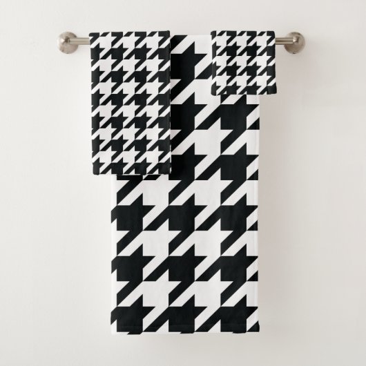 Houndstooth Pattern Black White Bad Handdoek (Insitu)