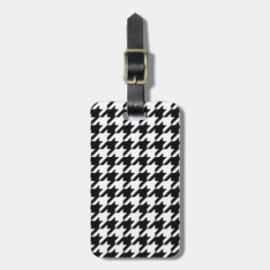 Houndstooth Pattern Black White Bagagelabel