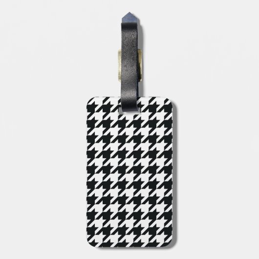Houndstooth Pattern Black White Bagagelabel (Achterkant verticaal)