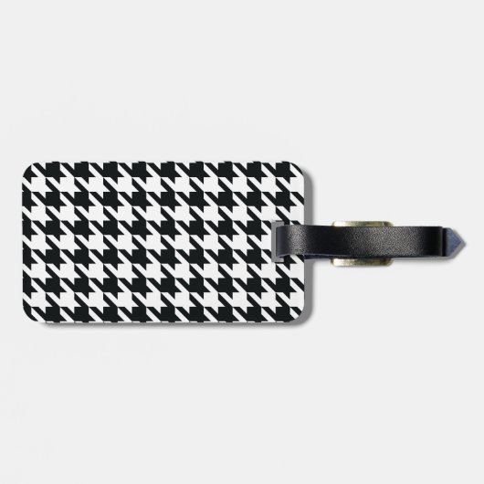 Houndstooth Pattern Black White Bagagelabel (Achterkant horizontaal)